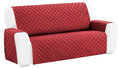emmevi Gesteppter Sofaüberwurf, weich, Sesselschoner für 2-, 3- und 4-Sitzer, Sofaüberwurf für 4-Sitzer, Bordeaux