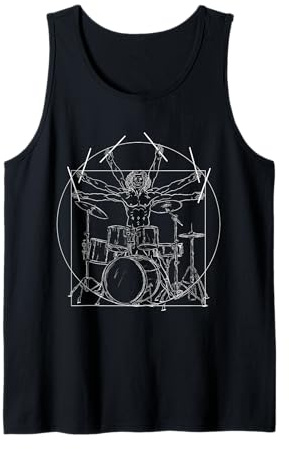 Drummer Da Vinci Vitruvian Drums Rock Music Metal Band Gift Tank Top