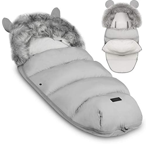 Babyfußsack Kinderwagenfußsack Schlaffußsack Kinderwagen Fußsack Winterfußsack Elmi 95 x 45 cm Ricokids (hellgrau)