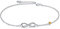 AOBOCO Infinity Fußkettchen Sterling Silber 925 Damen Verstellbare Unendlichkeit Fusskettchen mit Kristallen 27 cm (Simulierter Topas)