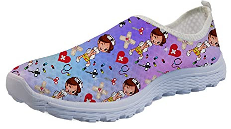 Showudesigns « Femme Chaussures de Sport Infirmière Sanitaires Running Sports pour Femmes Casual Infirmière Baskets Chaussures 39 Violet Rose Bleu Dégradé Arc-en-Couleur