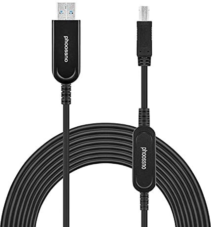 USB 3.0 A to B Extension Cable phoossno Active Optical USB 10Gbps 50ft 15m Compatible with USB2.1 and USB 1.1 Compatible with Camera Printer, Scanner, Game Controller, Meeting Room/Conference Room