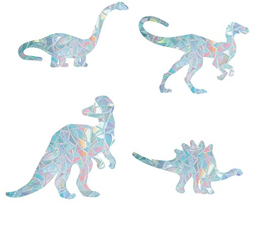 GORGECRAFT 16 STÜCKE Dinosaurier Regenbogen Fensterklammern Statische Aufkleber Glasaufkleber Anti Kollision Nicht Klebende Vinylfolie Dekorationen Für Schiebetüren Fenster Verhindern Stop Birds Dogs