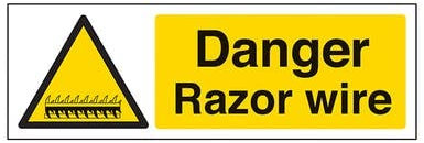 V Safety Warning General - Danger Razor Wire - 600 x 200 mm Safety Sign