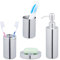 Relaxdays Accessoires de Salle de Bain, 4 pièces, en INOX Poli et Plastique, Design Moderne et harmonieux, argenté