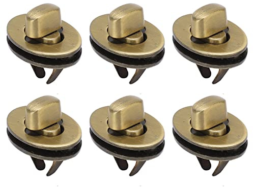 10 Sets Drehverschluss Verschluss, Klassisches Design Elliptisch Hohe Härte Robustes Antikes Messing Geldbörsenschloss für DIY Basteltaschen Handtaschenherstellung