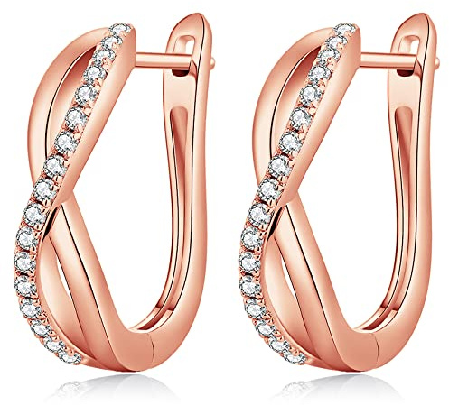 Miaofu 18 Karat Weißgold überzogen Ohrringe Creolen Silber 925 Damen Groß Kreolen mit Glänzend Zirkonia, Hypoallergene Creolen Ohrringe für Mädchen Größe 12.5mm-60mm Creolen Ohrringe