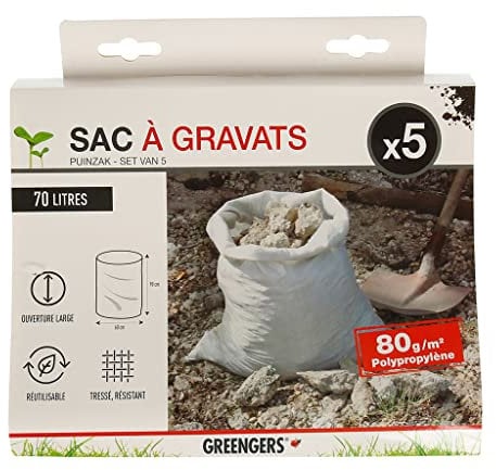 Greengers - 5 Stück Säcke für Garten, Garten, extra starke Schwerlastbeutel, 70 l, 5 Stück, extra widerstandsfähig, 70 l, 5 Stück – wiederverwendbar, reißfest – Ø60 x H90 cm