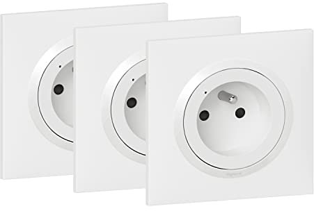 Legrand 199230 Steckdosen, 3 Stück, Weiß mit Netatmo (Messfunktion, Verbrauchsverfolgung, Benachrichtigungen versenden), 16 A, 3680 W