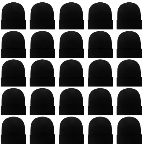 LYDTICK Wintermützen für Herren und Damen, Strickmützen für kaltes Wetter, 25 Stück, Schwarz, M/Einheitsgröße