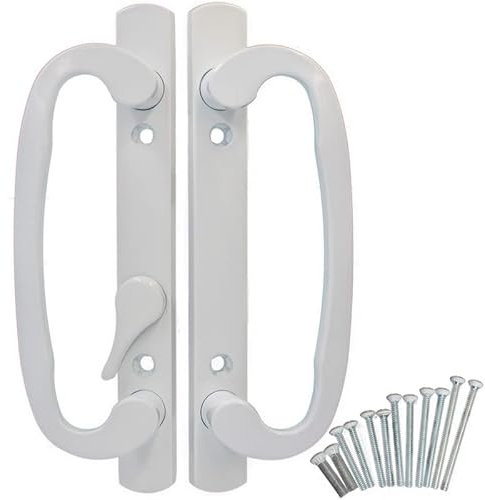 Hyneesun Terrassentürgriff-Set, Türgriff, 10 cm, Lochabstand, weiß, Schiebetürgriff-Set, Einsteck-Stil, ohne Schlüssel