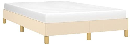 vidaXL Polsterbett, Bett Bettgestell mit Lattenrost, Schlafzimmerbett Doppelbett mit Stützbeinen, Bettrahmen Schlafzimmermöbel, Creme 120x200cm Stoff