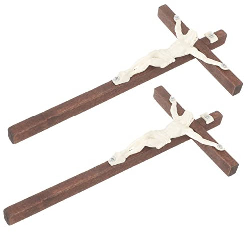 ABOOFAN 2st Kreuzverzierung Wandbehang Kreuzdekor Kruzifix Wandkreuz Festival-kreuz-ornament Katholisches Dekor Katholisches Kruzifixkreuz Jesus-dekor Holzkreuz Wok Hölzern Schreibtisch