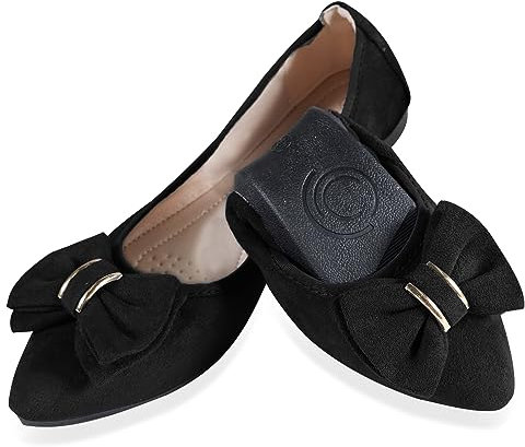 MACHSWON Ballet Flats for Women Comfortable Women's Flats Ballerina Folding Pumps Casual Dress Pointed Toe Black-1 Flats Shoes Women(Black-1, Size 4)