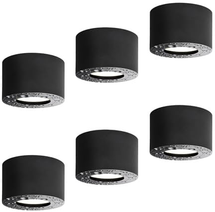 linovum 6x Aufbleiuchte SMOL-W mit LumiFLEX Farbwechsel CCT 3000K 4000K 6500K flach IP44 matt schwarz & rund - Aufputz Leuchte 4W