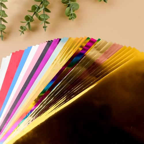 Briartw Heißfolienpapier, 20 x 29 cm, 16 Farben, 50 Blatt, Toner, reaktive Folie, Heißprägefolie, Papier von Laserdrucker und Laminator, für Scrapbooking, Basteln, Kartenherstellung,