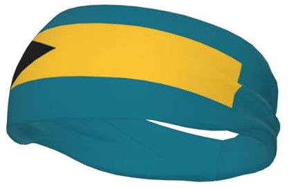 Cute Bahamas Flag Headbands Women Men Flag Sweatband Sports Headband for Running, Cycling, Yoga Gym, Working Out
