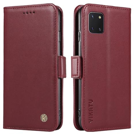 XINNI Cover per Samsung Galaxy Note 10 Lite Custodia, Semplice Cellulare Libro Antiurto Flip Pelle PU/TPU Magnetica Case, VinoRosso