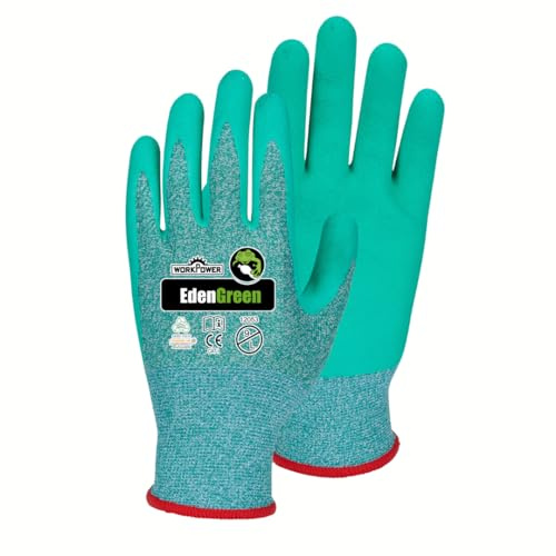 Scheibler Workwear – Gartenhandschuhe Eden Green – Handschuhe für Gartenarbeit – Arbeitshandschuhe hochelastisch & griffig – verfügbar in den Größen 9 (Grün-meliert/Mint)