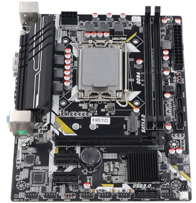 Vikye Computer-Motherboard, H610U 64 GB DDR4 DIMM-Steckplätze LGA1700 ATX-Motherboard für Core 12 13. Generation (PCIe 3.0, NVME M.2-Schnittstelle)