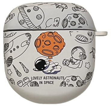 PLXBYC Ear Buds Case for Bose QuietComfort Earbuds II Case (2022) & QuietComfort Ultra Case (2023),Cute Cartoon Astronaut Spaceman Headphone Cover with Hook (white)