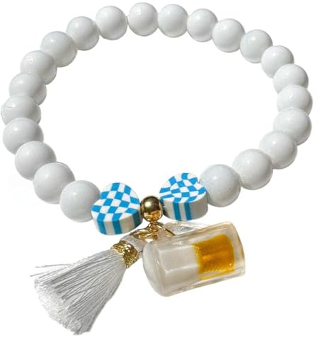 Perela - Handmade - Trachtenschmuck - Elegant - Oktoberfest Schmuck - Perlen Armband - Wiesn - Lustig - Volksfest - Damen Armband - Dirndl - Fest Armband - Bierkrug Anhänger