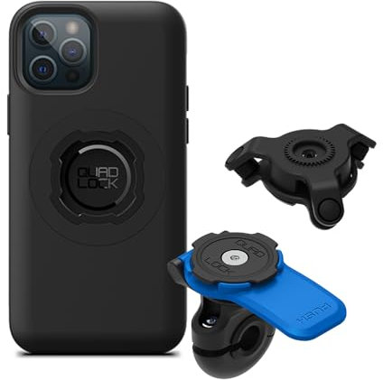 Quad Lock Motorcycle Mirror Phone Mount Kit with Vibration Dampener and iPhone 12/12 Pro MAG Case