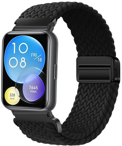 Issinlky correa de nylon trenzado compatible con Huawei Watch Fit 2, correa elástica hebilla magnética para Huawei Watch Fit 2 Herren Damen