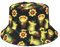 generisch Hommes et femmes décontracté imprimé double face chapeau seau plat protection solaire extérieur chapeau de paille rond, Noir , M