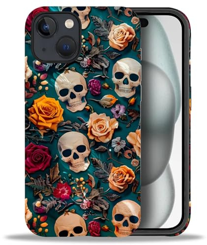artslion Cute Handyhülle für iPhone 15 hülle 6,1 Zoll, Skeleton Muster Stoßfest Kratzfest Schutzhülle für iPhone 15
