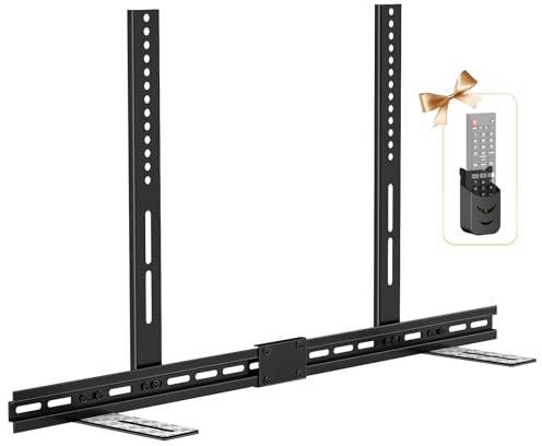 TV Soundbar Halterungen für Vizio/Samsung/Sony/LG Soundbar Halterung unter TVs (40“-80“ TV) | Höhenverstellbare Soundbar TV Halterung bis zu 35 Lbs mit Fernbedienungshalterung Kein Bohren Installieren