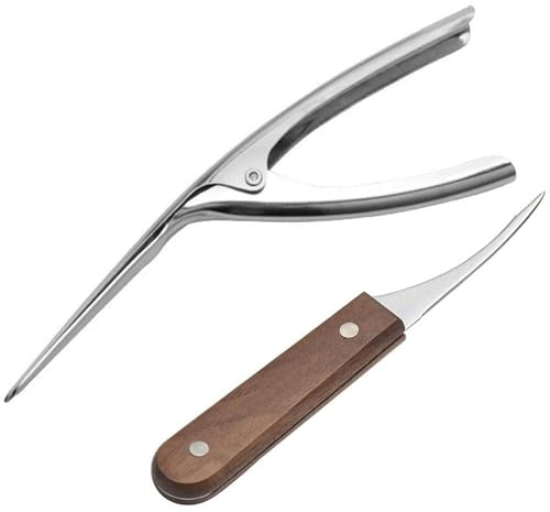 2 Stück Shrimp Deveiner Werkzeug mit Holzgriff Edelstahl-Garnelenschäler Krabbenschalen-Messer für Langusten, Hummer, Shrimps, Garnelenreiniger, Meeresfrüchte Außenschale Schäler Garnelenschäler