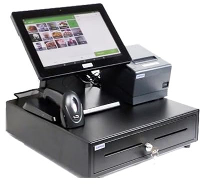 Registrierkasse, 12-Zoll-Touchscreen-System Tablet POS-Kassen mit Drucker, Scanner, Cash Box for den Einzelhandel,für Kassensysteme, Kleinunternehmen, Einzelhandel