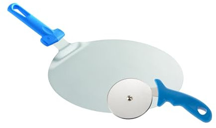 Gi.Metal Kit de pala para servir de aluminio 28 cm + cortador de pizza de acero inoxidable – Accesorios profesionales para pizza – Ideal para casa, pizzería y restauración