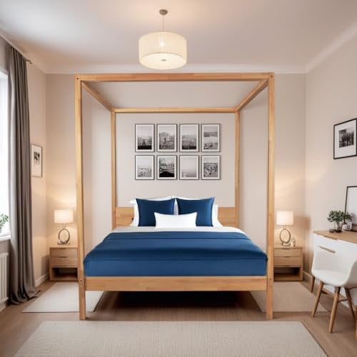 WEBER INDUSTRIES LIT Double À BALDAQUIN Romance 160X200 / HÊTRE Massif Huile