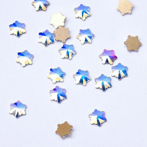 20 Stück Kristall AB Regenbogen Flatback Glas Strasssteine Multishape DIY Basteln Charm Zubehör Nagelkunst Zubehör Dekorationen-6mm Edelweiß
