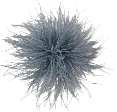 Feder BroscheFlauschige Straußenfeder Brosche Braut Hochzeit Party Weihnachten Kleid Up Corsage Pin Hut Zubehör für Frauen Hochzeitsfeier Tanz Bankett Kleid Kleidungsaccessoires,Grau