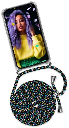ONEFLOW Handykette für Samsung Galaxy A26 5G Hülle mit Band, Handyhülle mit Kette abnehmbar, Handyband zum Umhängen, Handy Umhängeband Lange Handykordel, Twist Case – Schwarz Bunt
