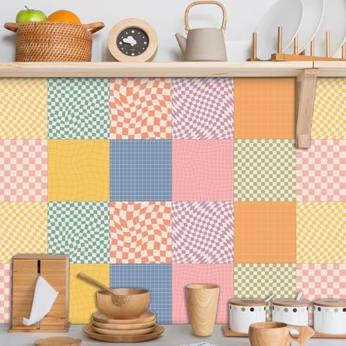 Mosaikfliesen Abstrakte Geometrie Selbstklebende Fliesen Küche PVC Fliesensticker Wasserdicht Klebefliesen Selbstklebend Fliesenaufkleber Boden Ölfest Tile Sticker Fliesen zum Kleben 30x30cm/20 Pcs