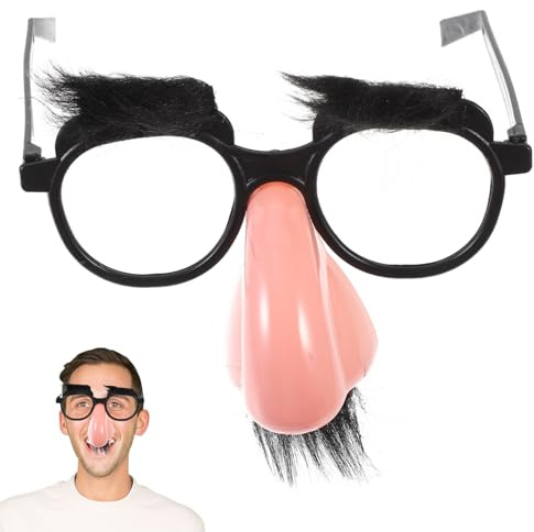 Hemobllo Lustige Brille mit großer Nase, Augenbrauen und, lustige Halloween-Kostümbrille, Party-Giveaways für Geburtstage und Festdekorationen, Mehrfarbig, Kunststoff