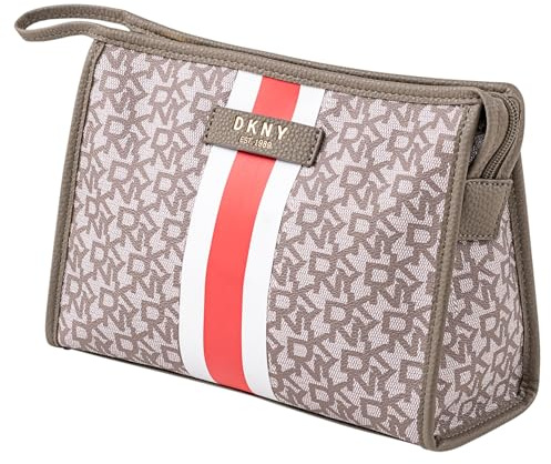 DKNY - Kulturbeutel Reise Damen Herren Wasserdicht Groß Hängend mit Fächern Waschtasche Organisator für Kosmetik und Hygieneartikel, Coral Rot