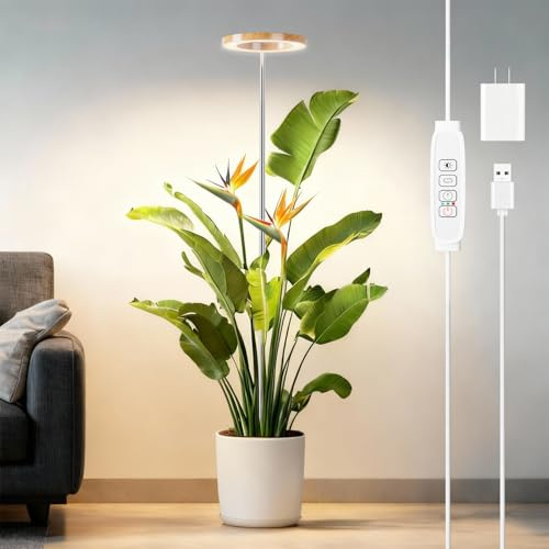 COKOLILA Pflanzenlampe LED Vollspektrum, Wachstumslampe für Indoor-Pflanzen mit Sonnenlicht-Spektrum für Veg & Blüte, Professionelles Pflanzenlicht für Tomaten, Gemüse, Blumen,Holzoptik-Oberfläche
