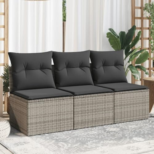 Outdoor Rattan Sofa 3-Sitzer Garten Couch Wetterfest Terrasse Lounge mit Kissen für Hinterhof Entspannung und Lagerung