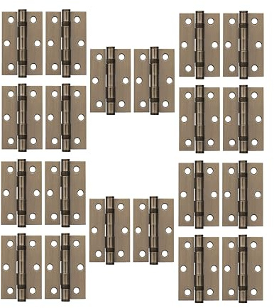 Golden Grace Ball Bearing Door Hinges 3 75mm, Antique Brass | Includes matching screws for easy installation on timber; heavy-duty metal build sold in pairs with multi-pack options.