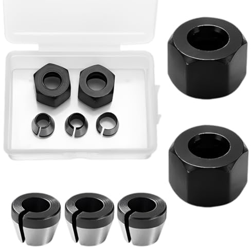 Set di 6 mandrini per fresatrice verticale da 6 mm, 6,35 mm, 8 mm, con dadi, kit di adattatore per la lavorazione del legno, macchina per incisione, levigatrice dritta, accessori di serraggio preciso