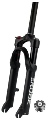 Zykuosus 20inch Mountain Bike Suspension Fork 1-1/8 Straight BMX Folding Air 75mm Travel Disc Brakes Front Forks 9 * 100mm QR Manual Lockout(Black)