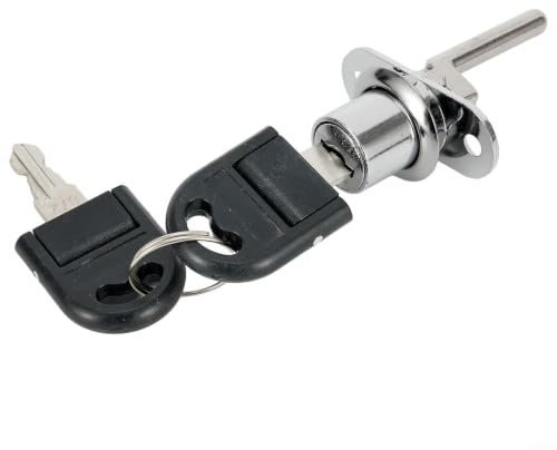 Cerradura de aleación de zinc para gabinete y cajón para oficina, hogar y archivadores, tamaños de 16 mm/19 mm, acabado negro/plateado con 2 llaves, compatible con gabinetes de escritorio y cajones de