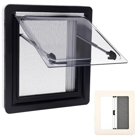 ACROSSPART Ventana para autocaravana con certificación ECE 43R, ventana abatible para autocaravana con persiana integrada y mosquitera, ventana abatible de 70° para autocaravana para caravanas