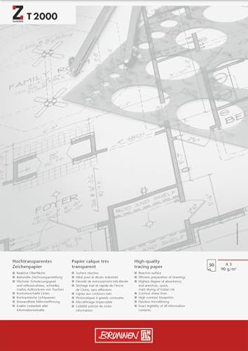 Brunnen Zeichen-/Entwurfblock, A3, 297 x 420 mm, 90 g/qm, 50 Blatt