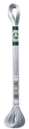 DMC 1008F-S415 Shiny Radiant Satin Floss, Pearl Grey, 8.7-Yard